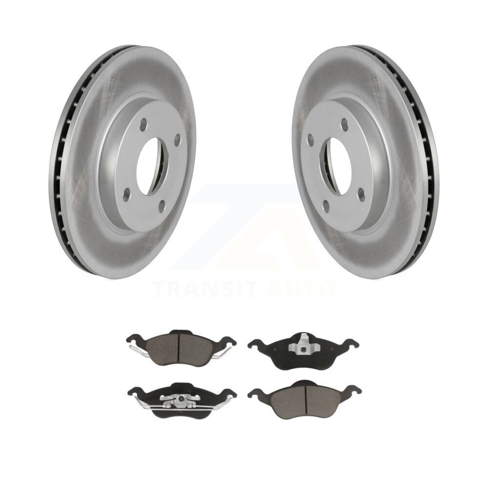 Front Coated Disc Brake Rotors And Ceramic Pads Kit For Ford Focus