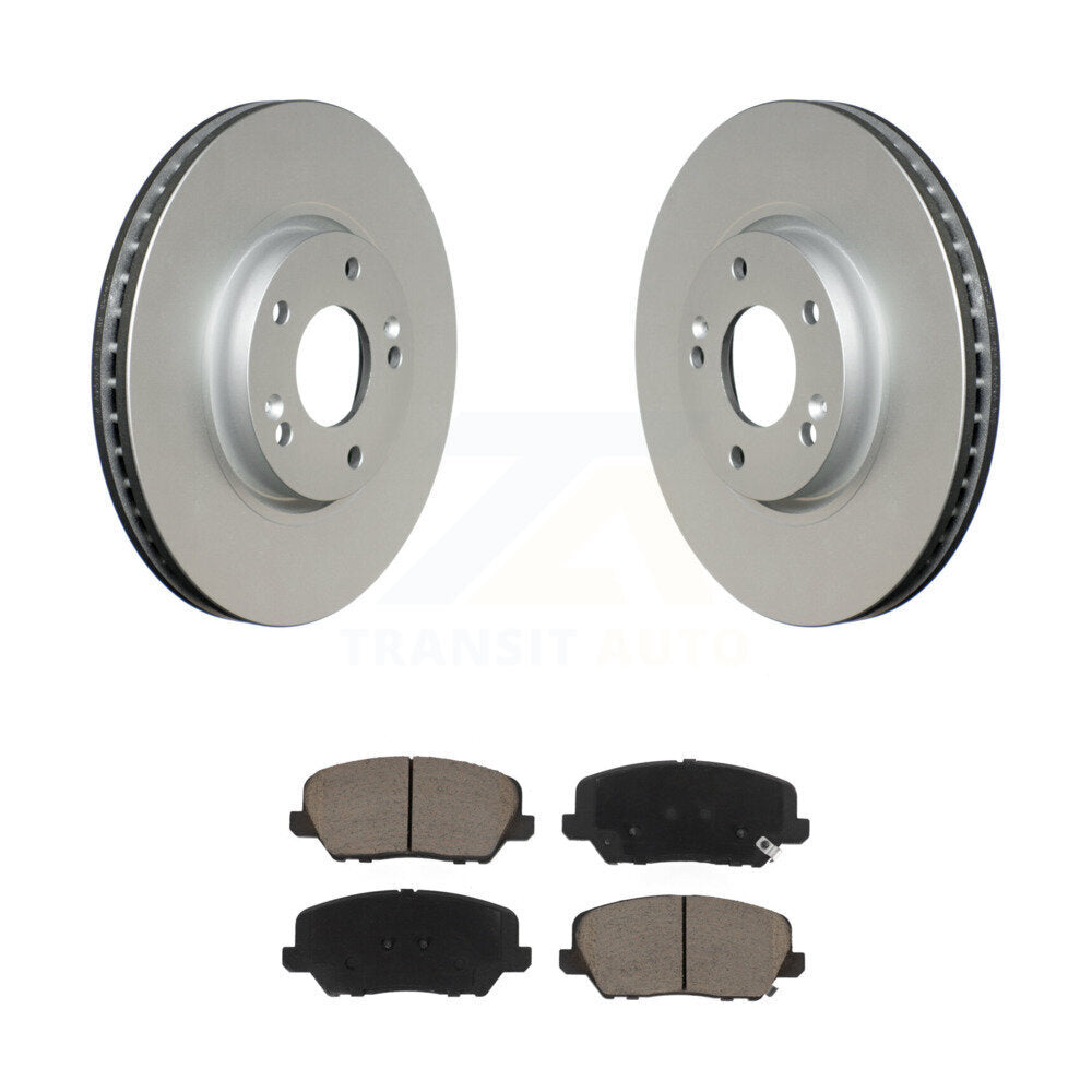 Front Coated Brake Rotor & Ceramic Pad Kit For Kia Forte Hyundai Veloster Forte5