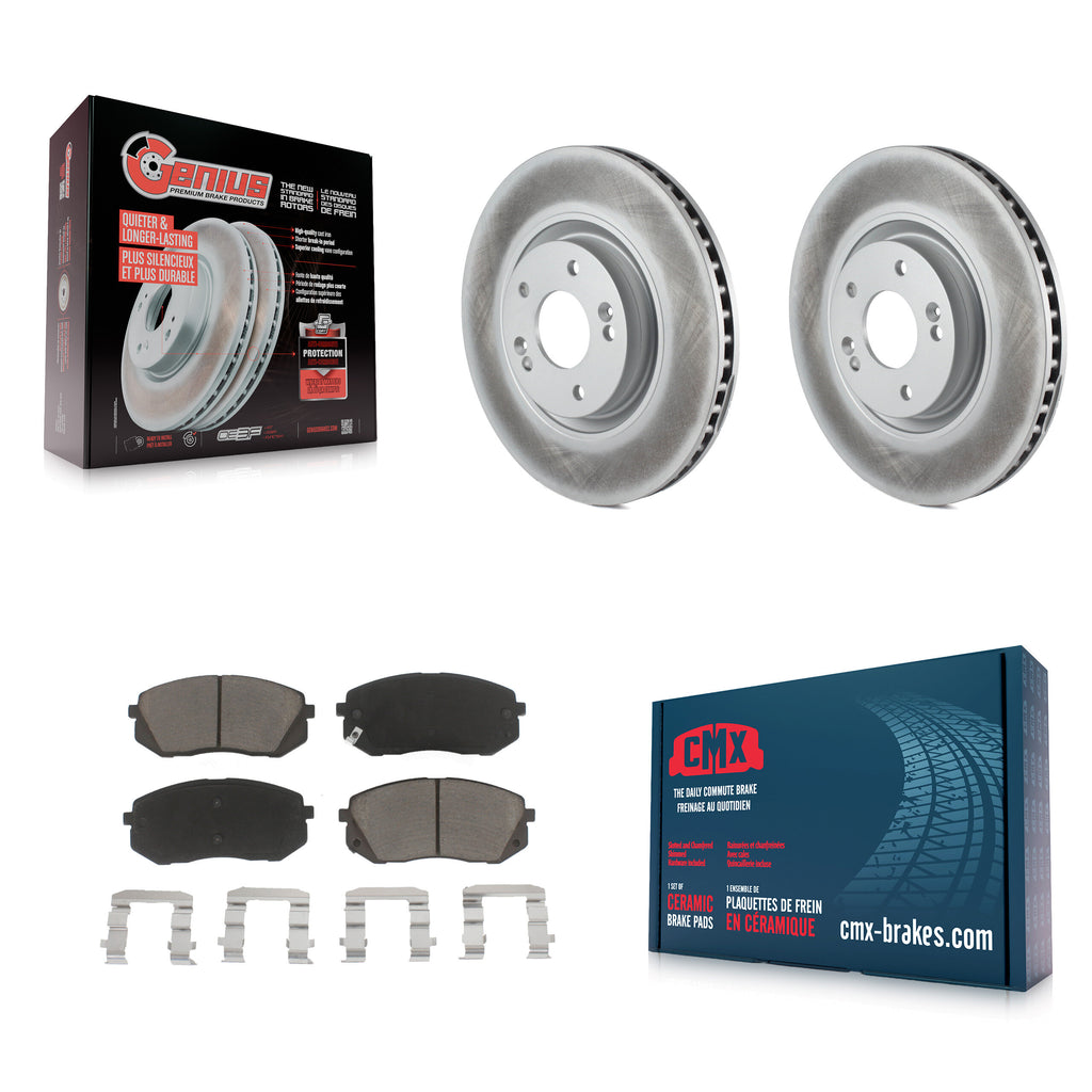 Front Coated Brake Rotor & Ceramic Pad Kit For Hyundai Tucson Sonata Kia Cadenza