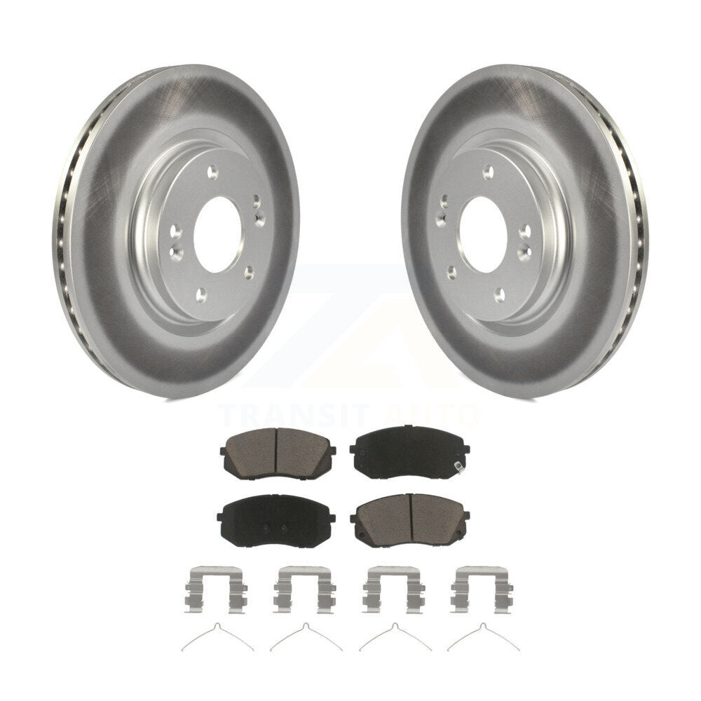 Front Coated Brake Rotor & Ceramic Pad Kit For Hyundai Sonata Kia Optima Niro EV