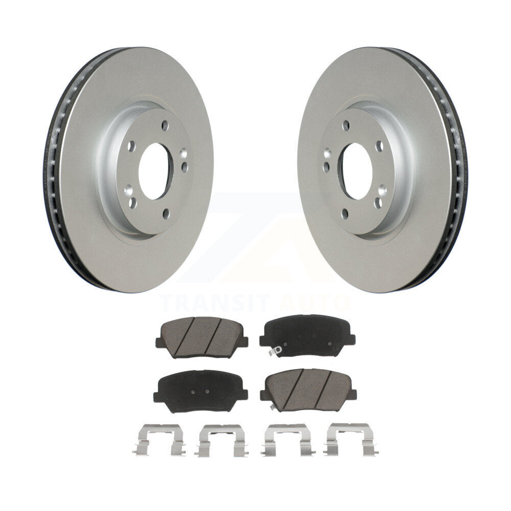 Front Coated Disc Brake Rotors And Ceramic Pads Kit For 2014-2017 Kia Rondo