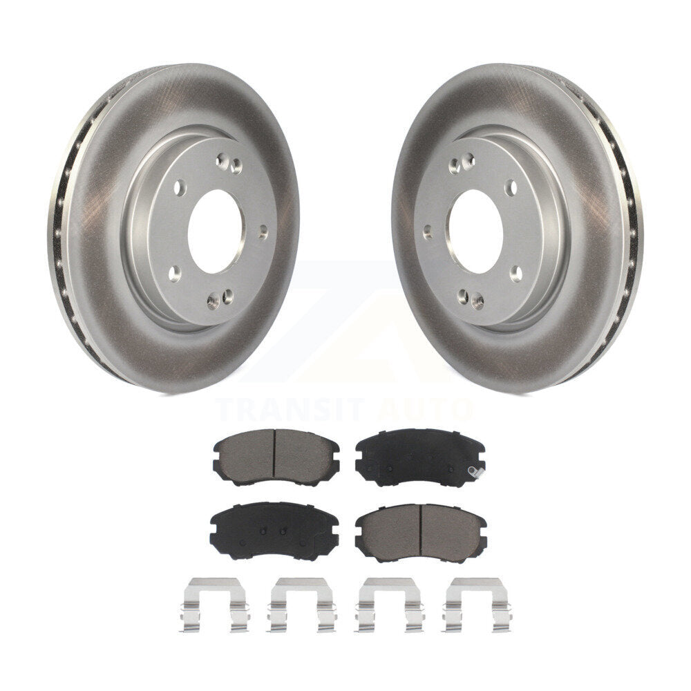 Front Coated Disc Brake Rotors And Ceramic Pads Kit For Hyundai Elantra