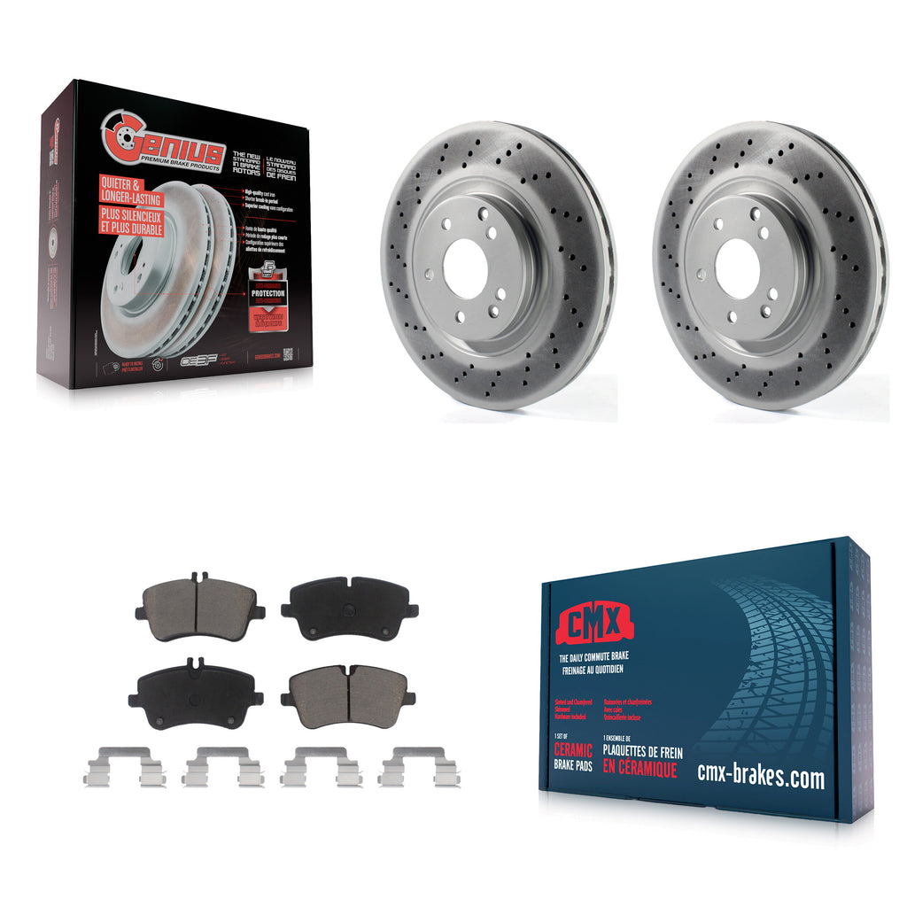 Front Coated Disc Brake Rotors And Ceramic Pad Kit For Mercedes-Benz SLK280 C320