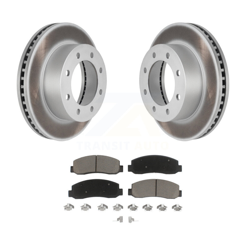 Front Coated Disc Brake Rotors & Ceramic Pad Kit For Ford F-250 Super Duty F-350