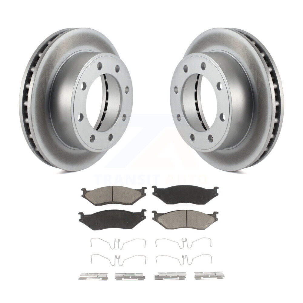 Front Coated Disc Brake Rotors & Ceramic Pad Kit For Ford F-550 Super Duty F-450