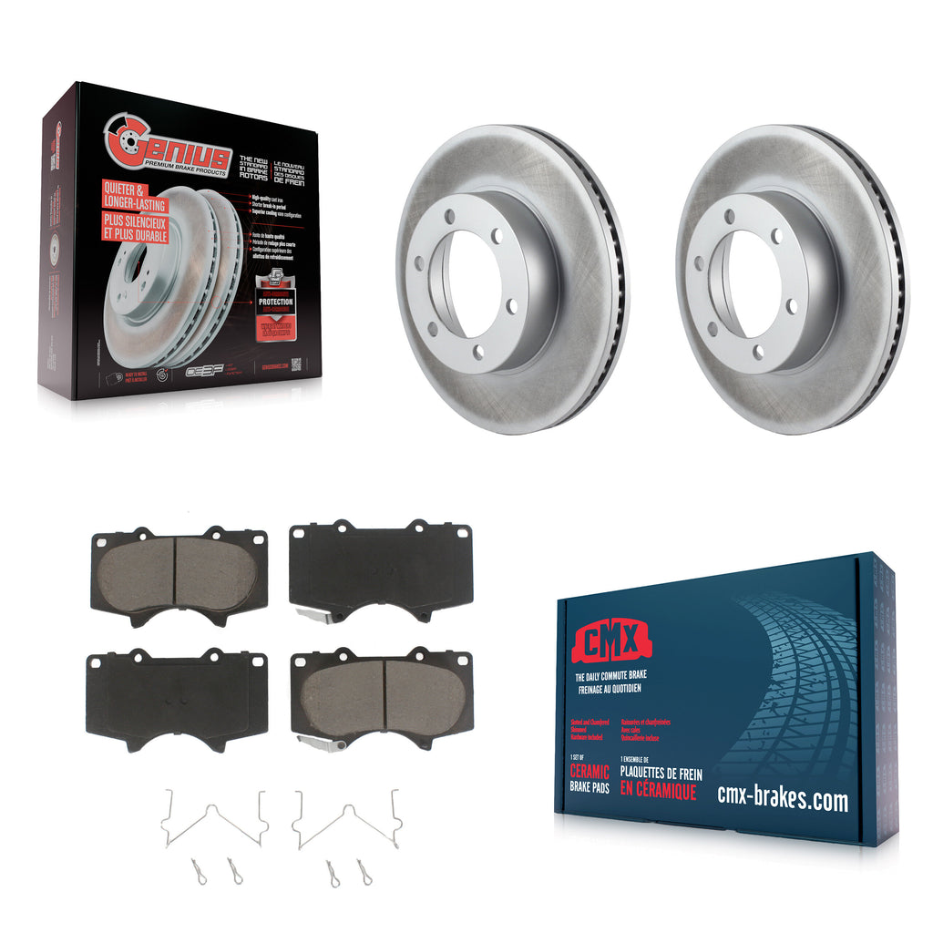 Front Coated Disc Brake Rotors And Ceramic Pads Kit For Toyota Tundra Sequoia