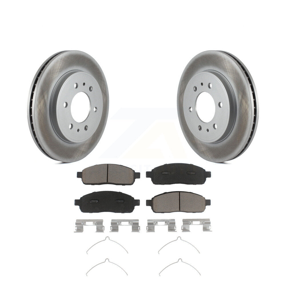 Front Coated Brake Rotor & Ceramic Pad Kit For 2009 Ford F-150 With 6 Lug Wheels