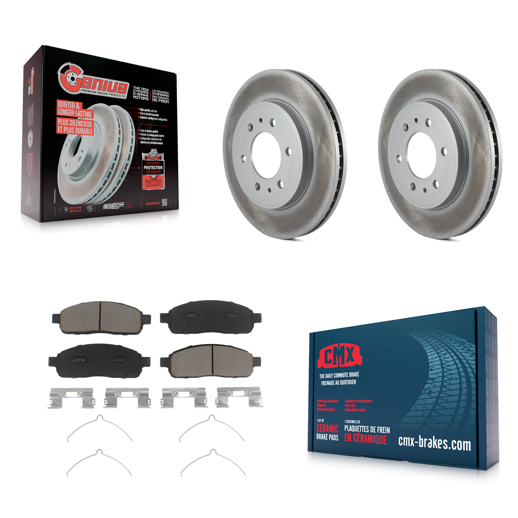 [Front] 2009 Ford F-150 With 6 Lug Wheels Premium Coated Rotors & Ceramic Pads Brake Kit For Max Braking