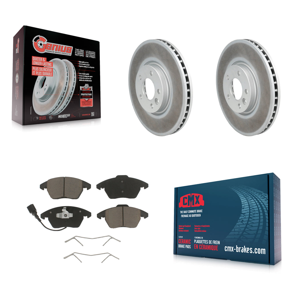 Front Coated Disc Brake Rotors And Ceramic Pads Kit For Volkswagen CC