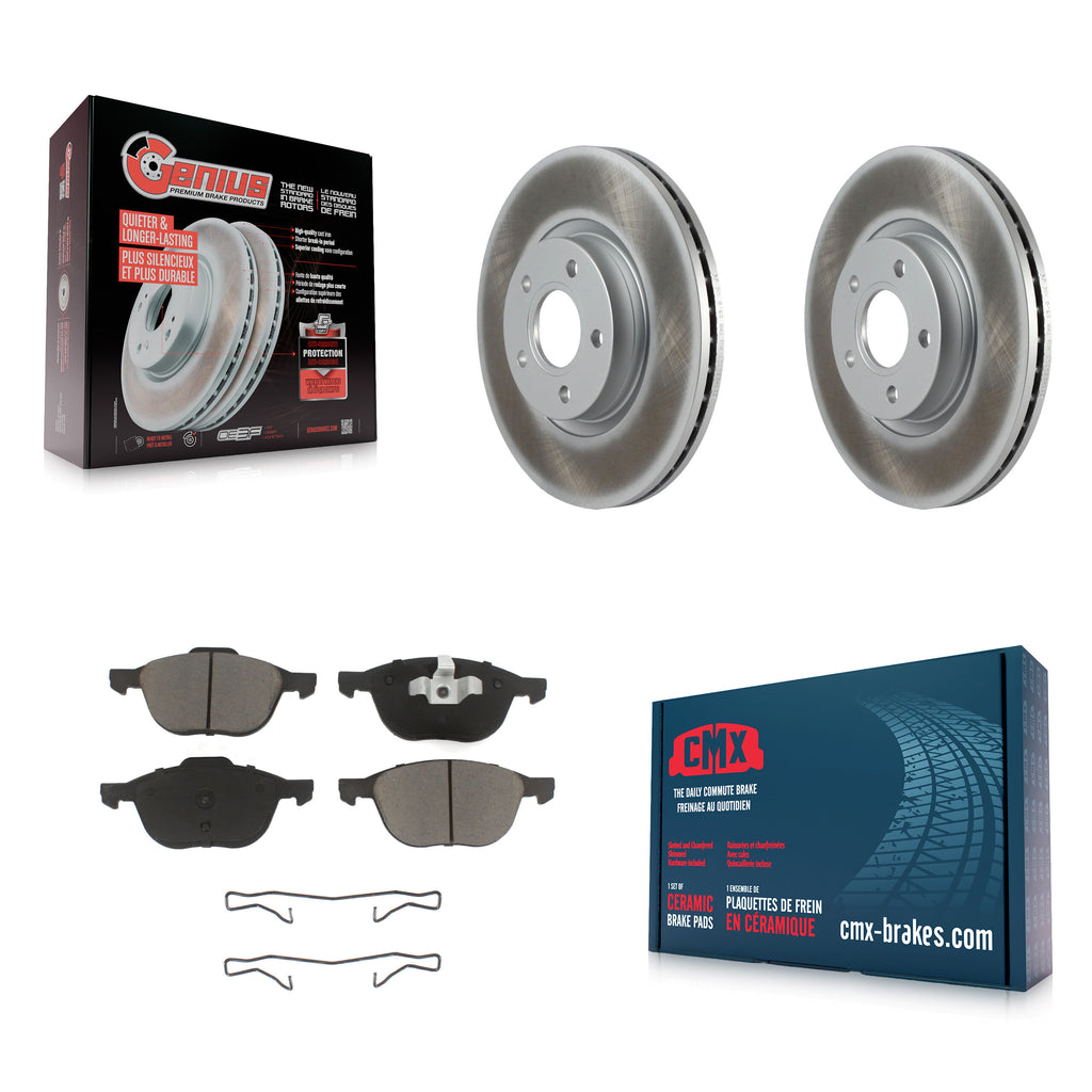 Front Coated Brake Rotor Ceramic Pad Kit For Ford Escape Volvo C-Max S40 C70 C30