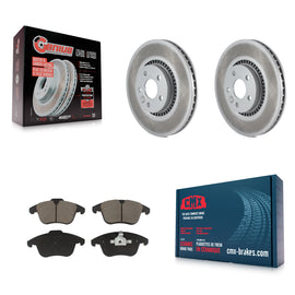 [Front] 2008-2015 Land Rover LR2 Premium Coated Rotors & Ceramic Pads Brake Kit For Max Braking