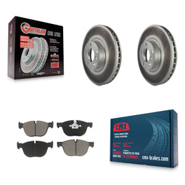 Front Coated Disc Brake Rotors And Ceramic Pads Kit For BMW X5 X6