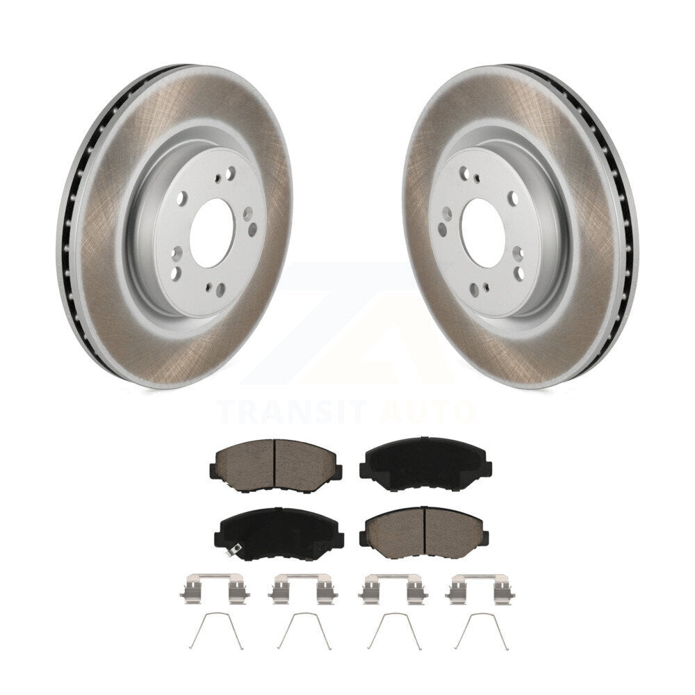 Front Coated Disc Brake Rotors And Ceramic Pads Kit For 2012-2016 Honda CR-V FWD