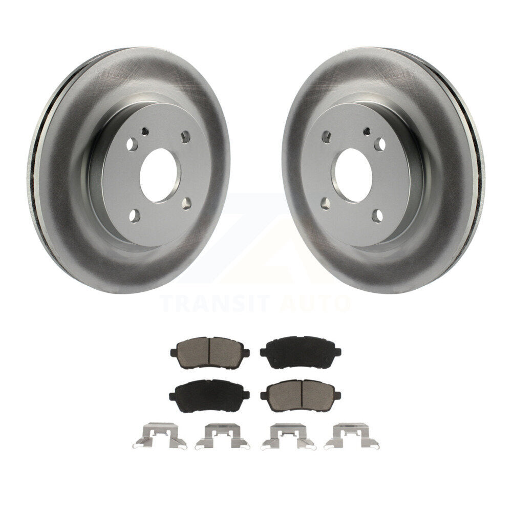 Front Coated Disc Brake Rotors And Ceramic Pads Kit For 2011-2014 Mazda 2