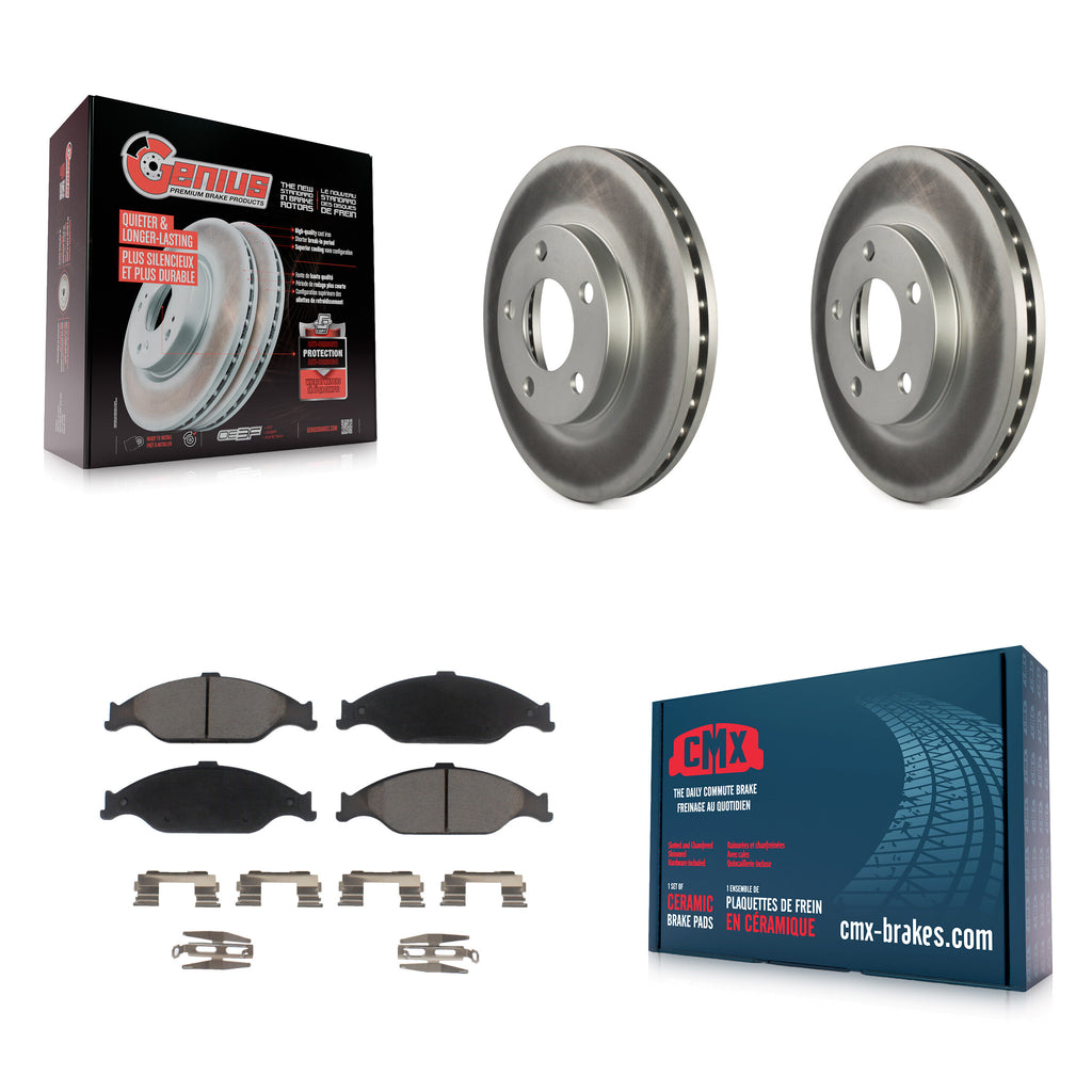 Front Coated Disc Brake Rotors And Ceramic Pads Kit For Ford Mustang