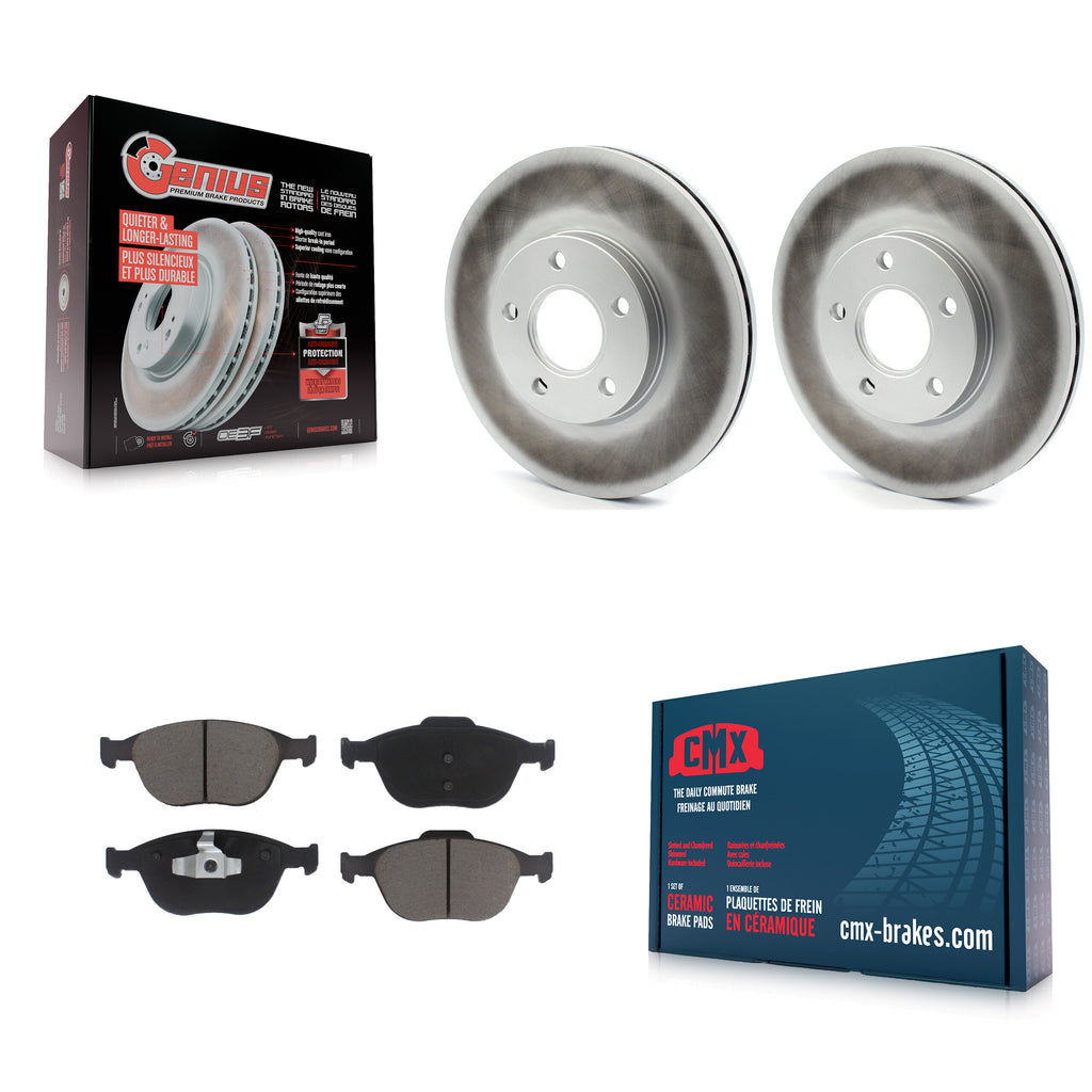 [Front] 2010-2013 Ford Transit Connect Premium Coated Rotors & Ceramic Pads Brake Kit For Max Braking