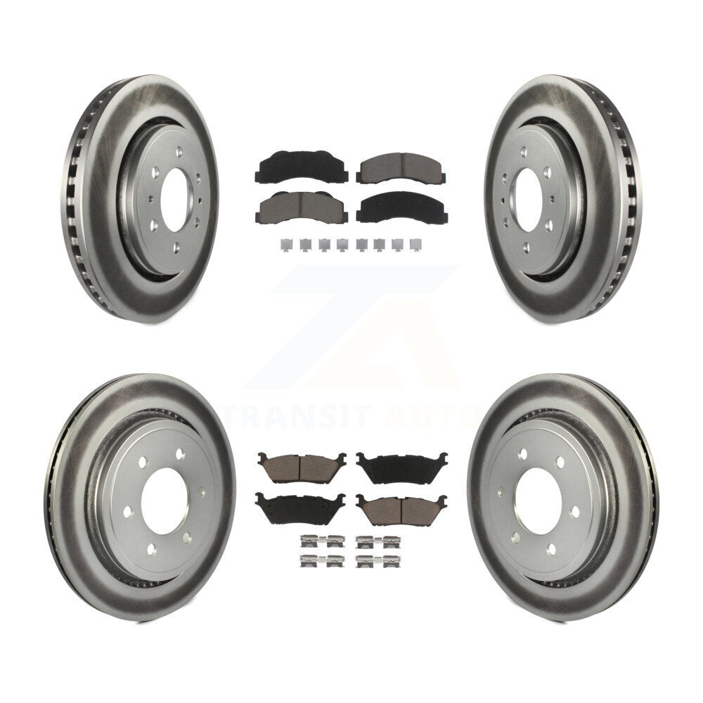 Front Rear Coated Disc Brake Rotors And Ceramic Pads Kit For Ford F-150
