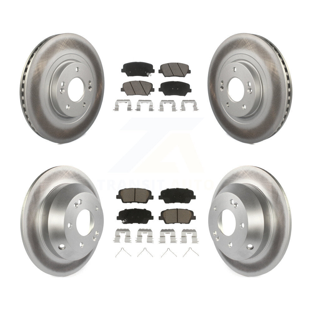 Front Rear Coated Disc Brake Rotors And Ceramic Pads Kit For Kia Sorento