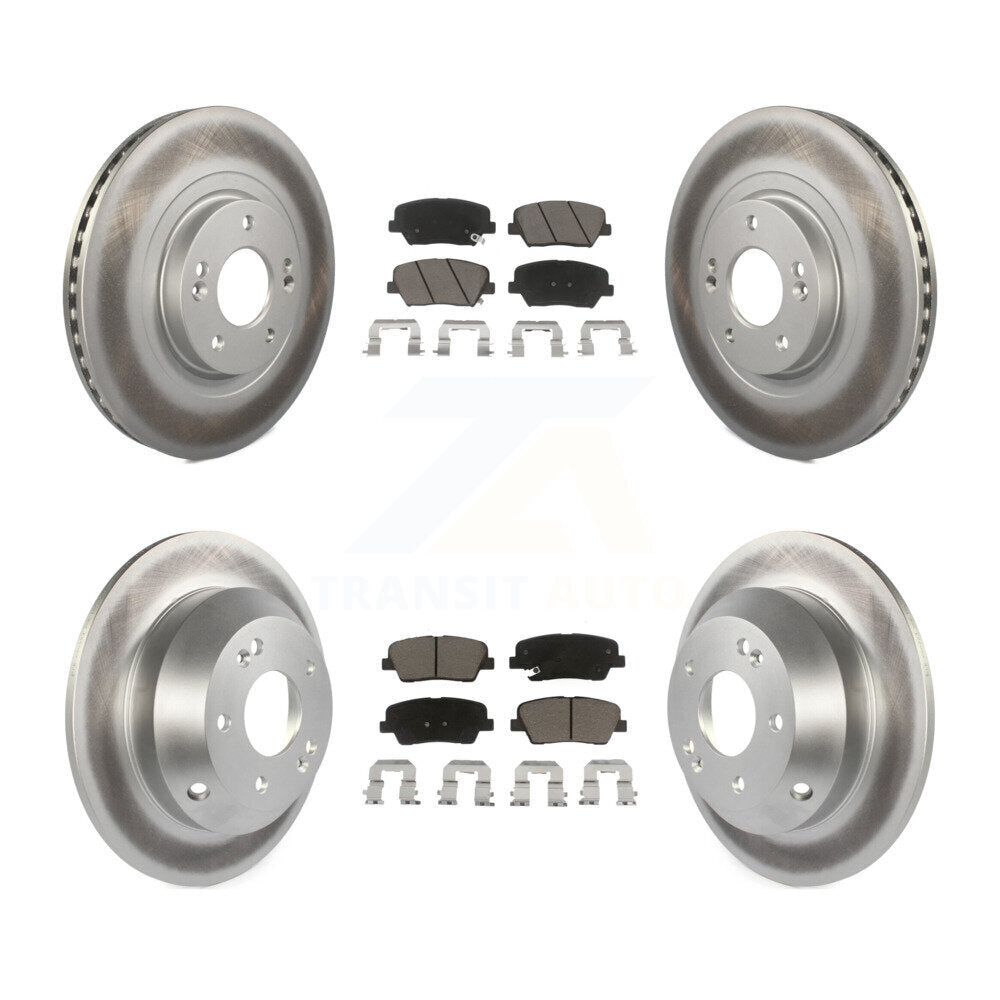 Front Rear Coat Disc Brake Rotors Ceramic Pad Kit For Hyundai Santa Fe Sport Kia