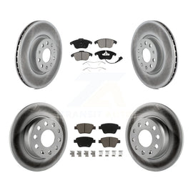 Front Rear Coated Disc Brake Rotors And Ceramic Pads Kit For Volkswagen Passat