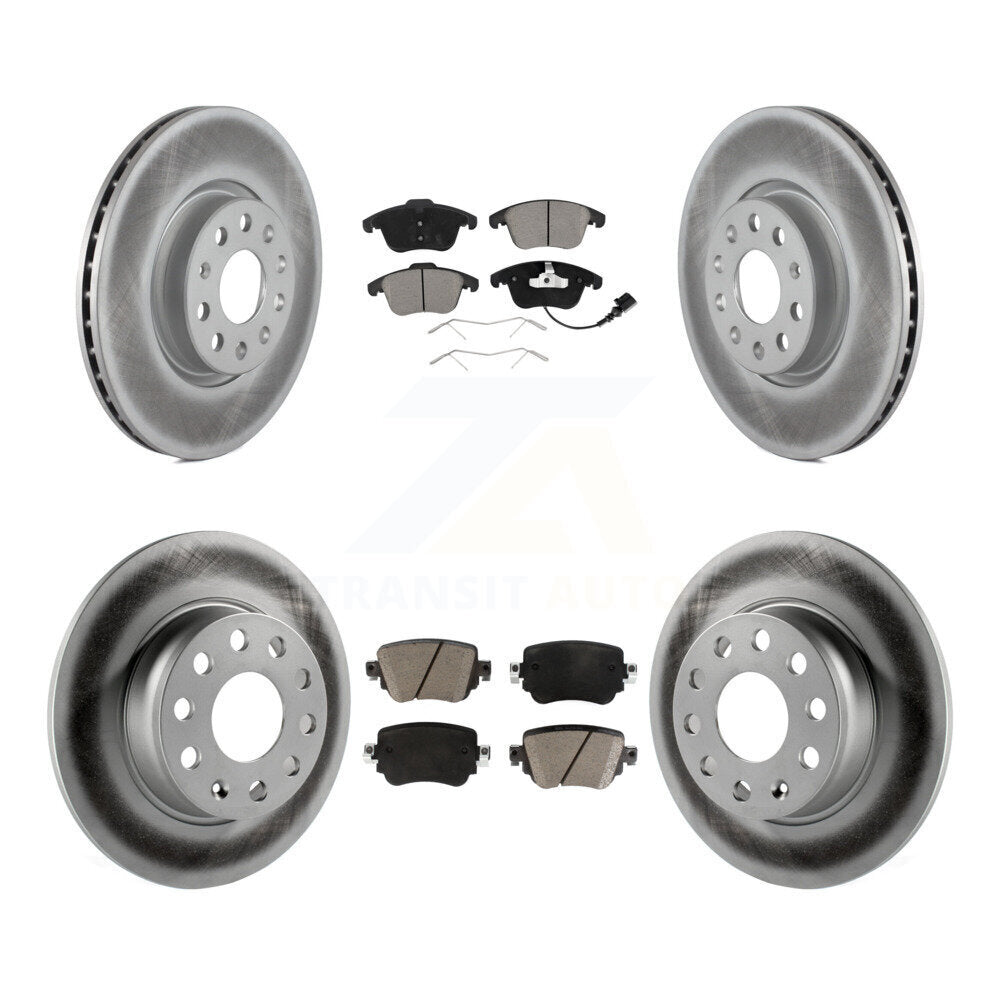 Front Rear Coated Disc Brake Rotors And Ceramic Pads Kit For Volkswagen Passat