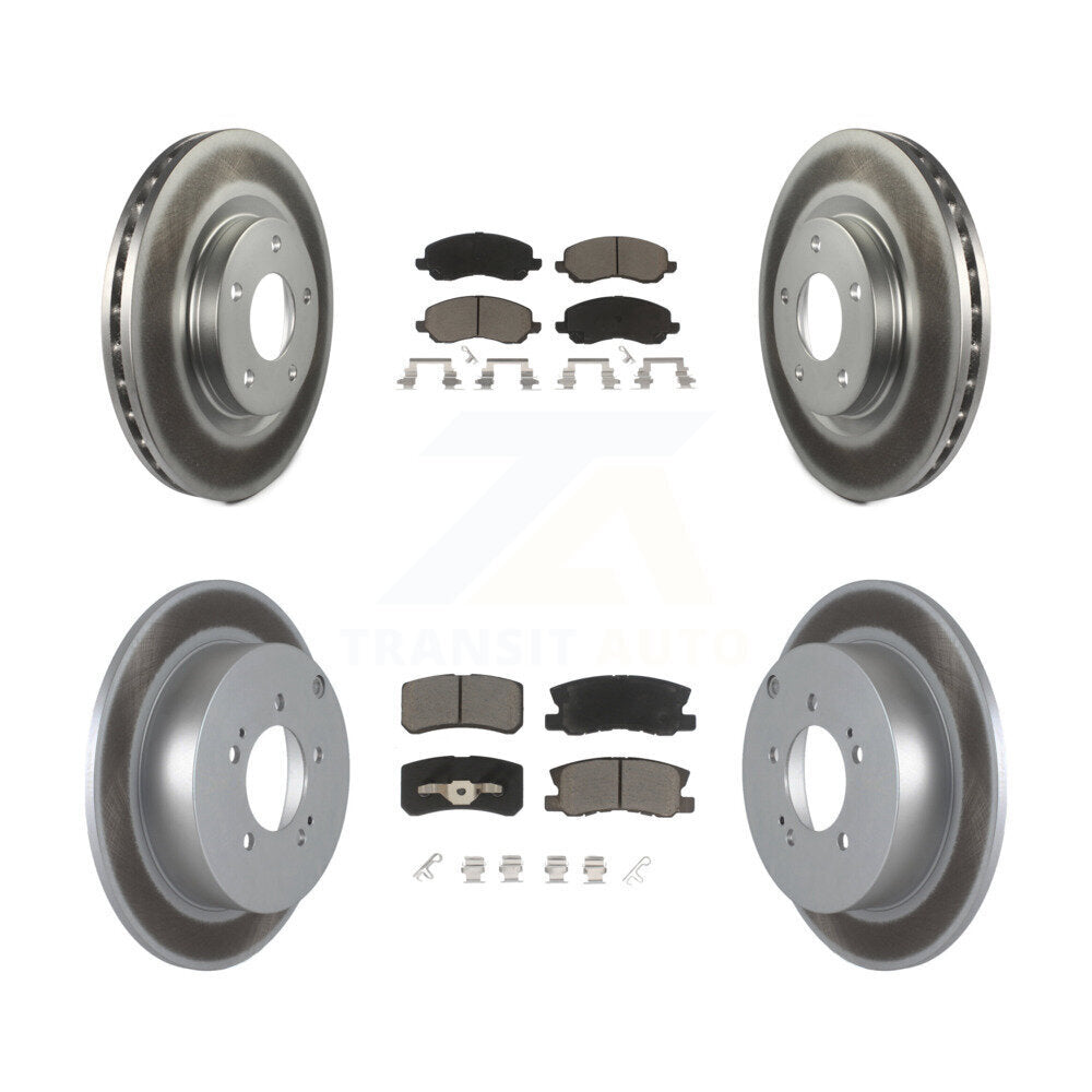 Front Rear Coated Disc Brake Rotors And Ceramic Pad Kit For Mitsubishi Outlander