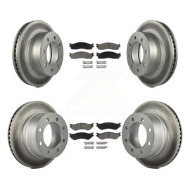 Front Rear Coated Disc Brake Rotors Ceramic Pad Kit For Dodge Ram 2500 1500 3500