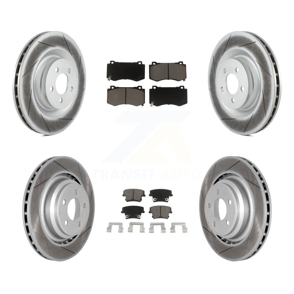Front Rear Coated Disc Brake Rotors And Ceramic Pads Kit For Dodge Charger