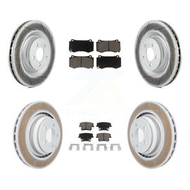 Front Rear Coated Disc Brake Rotors And Ceramic Pads Kit For Dodge Charger