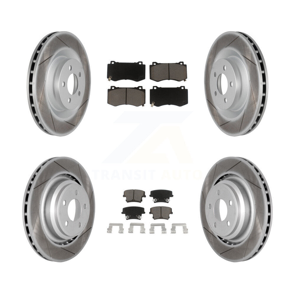 Front Rear Coated Disc Brake Rotors And Ceramic Pads Kit For Dodge Charger