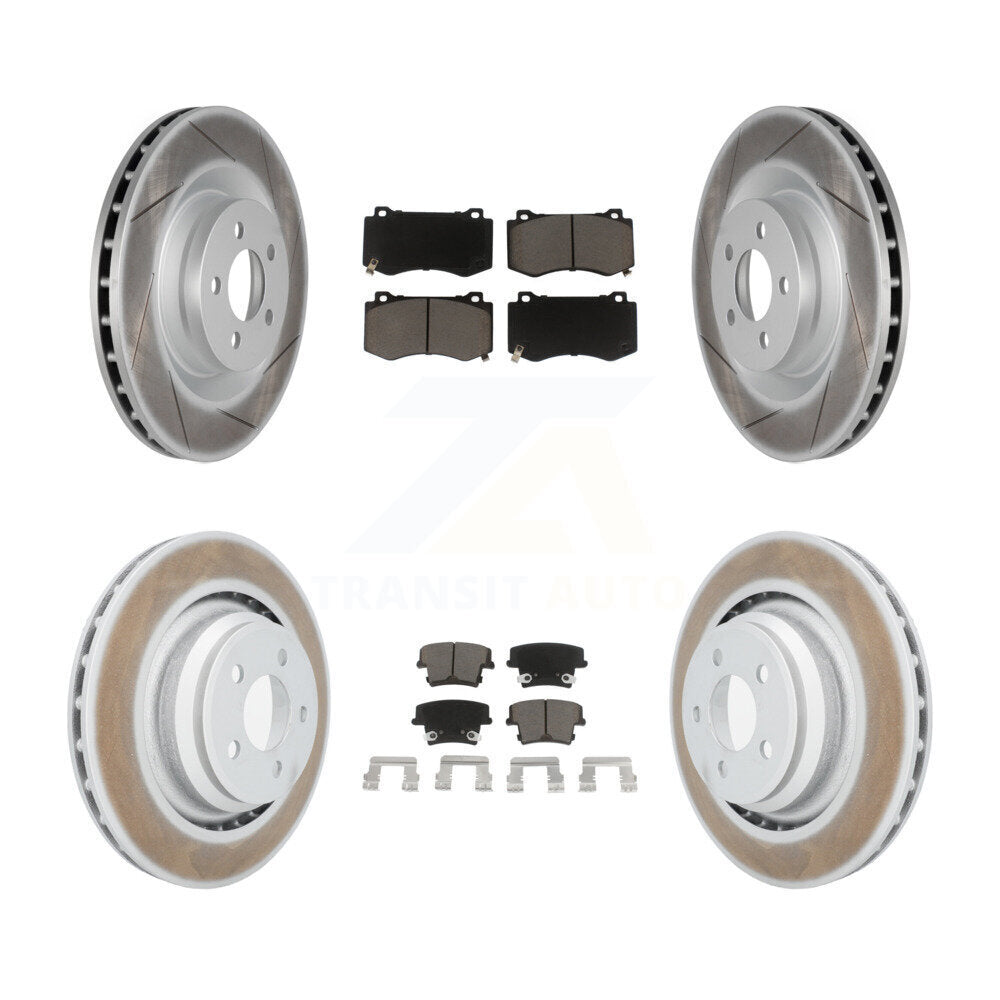 Front Rear Coated Disc Brake Rotors And Ceramic Pads Kit For Dodge Charger