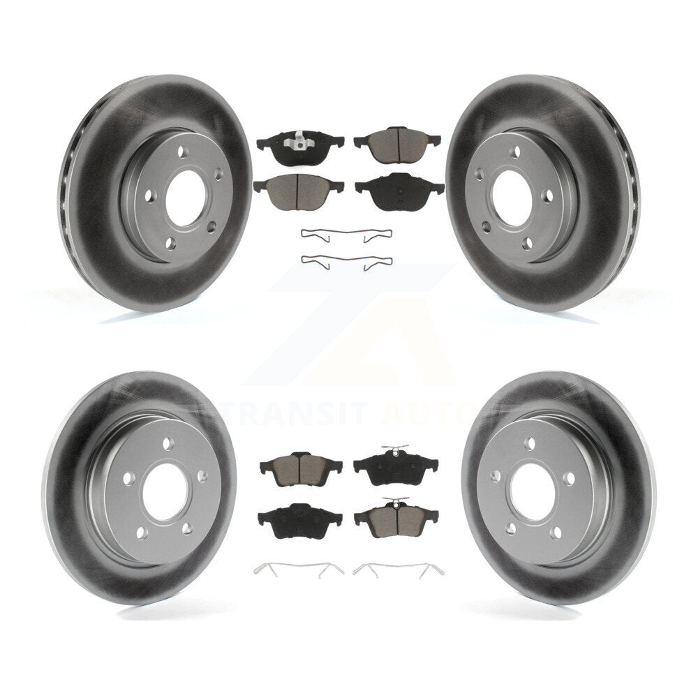 Front Rear Coated Disc Brake Rotors And Ceramic Pads Kit For Ford Focus