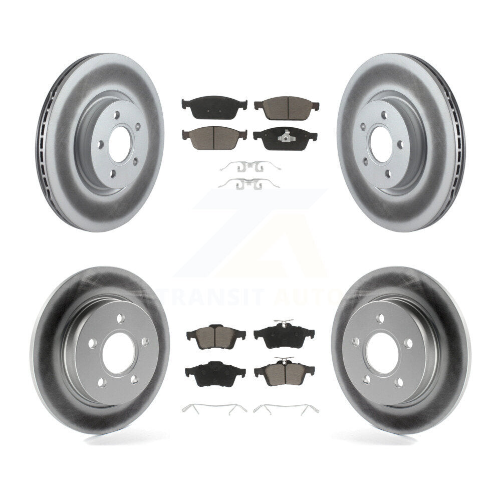 Front Rear Coated Disc Brake Rotors And Ceramic Pads Kit For Ford Focus ST