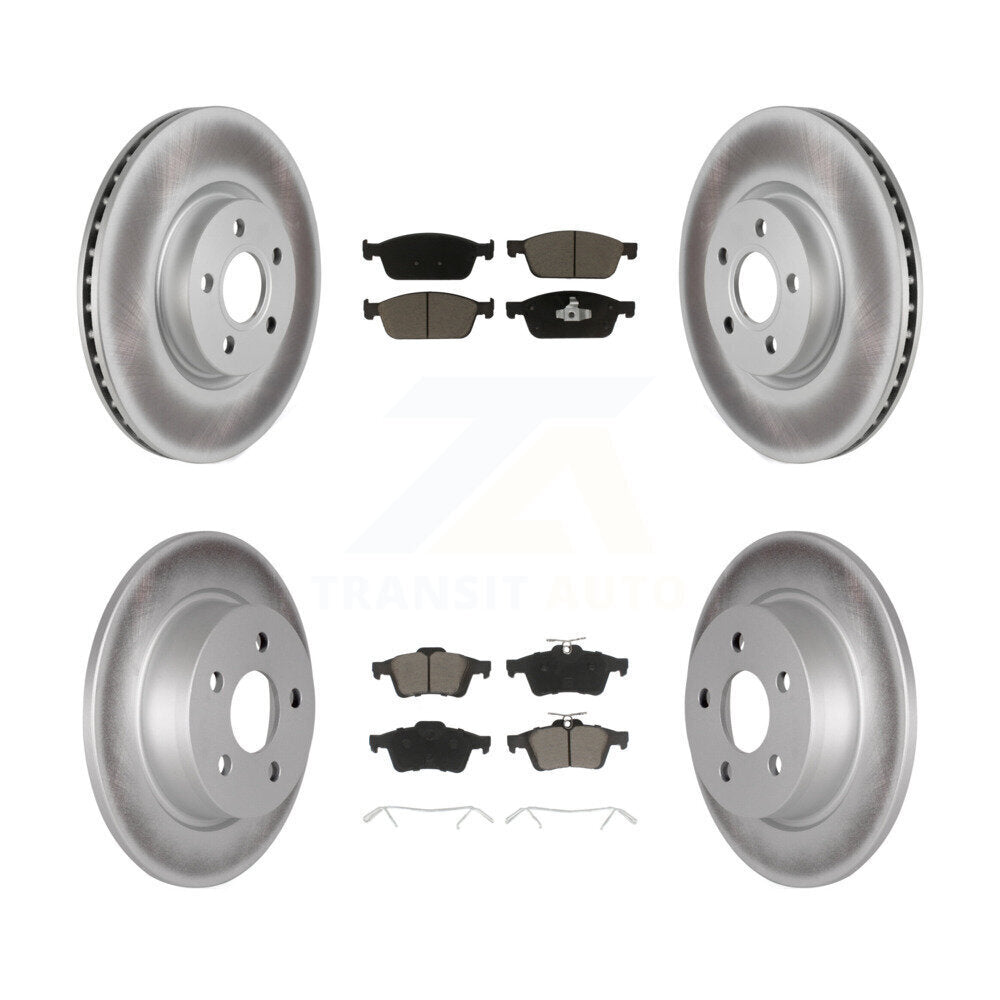 Front Rear Coated Disc Brake Rotors And Ceramic Pad Kit For Ford Transit Connect