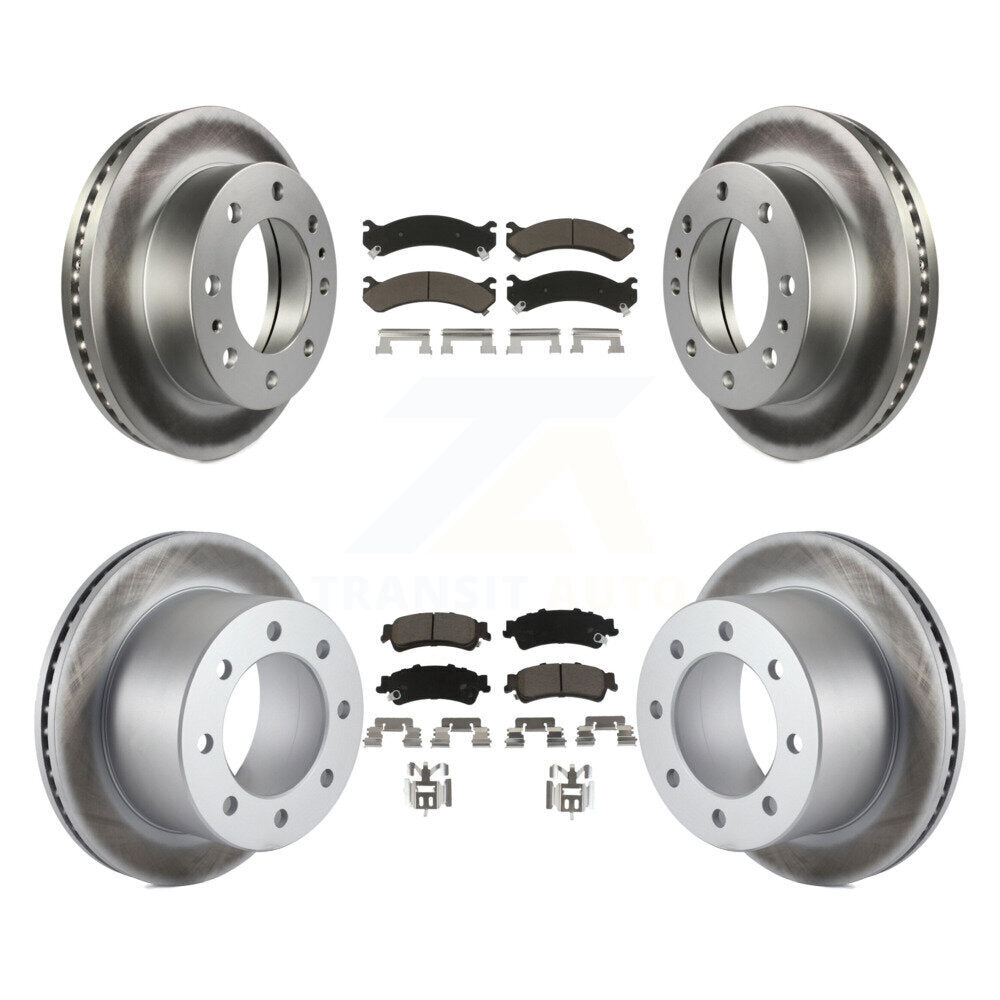 [Front+Rear] 2001 GMC Sierra 3500 Chevrolet Premium Coated Rotors & Ceramic Pads Brake Kit For Max Braking