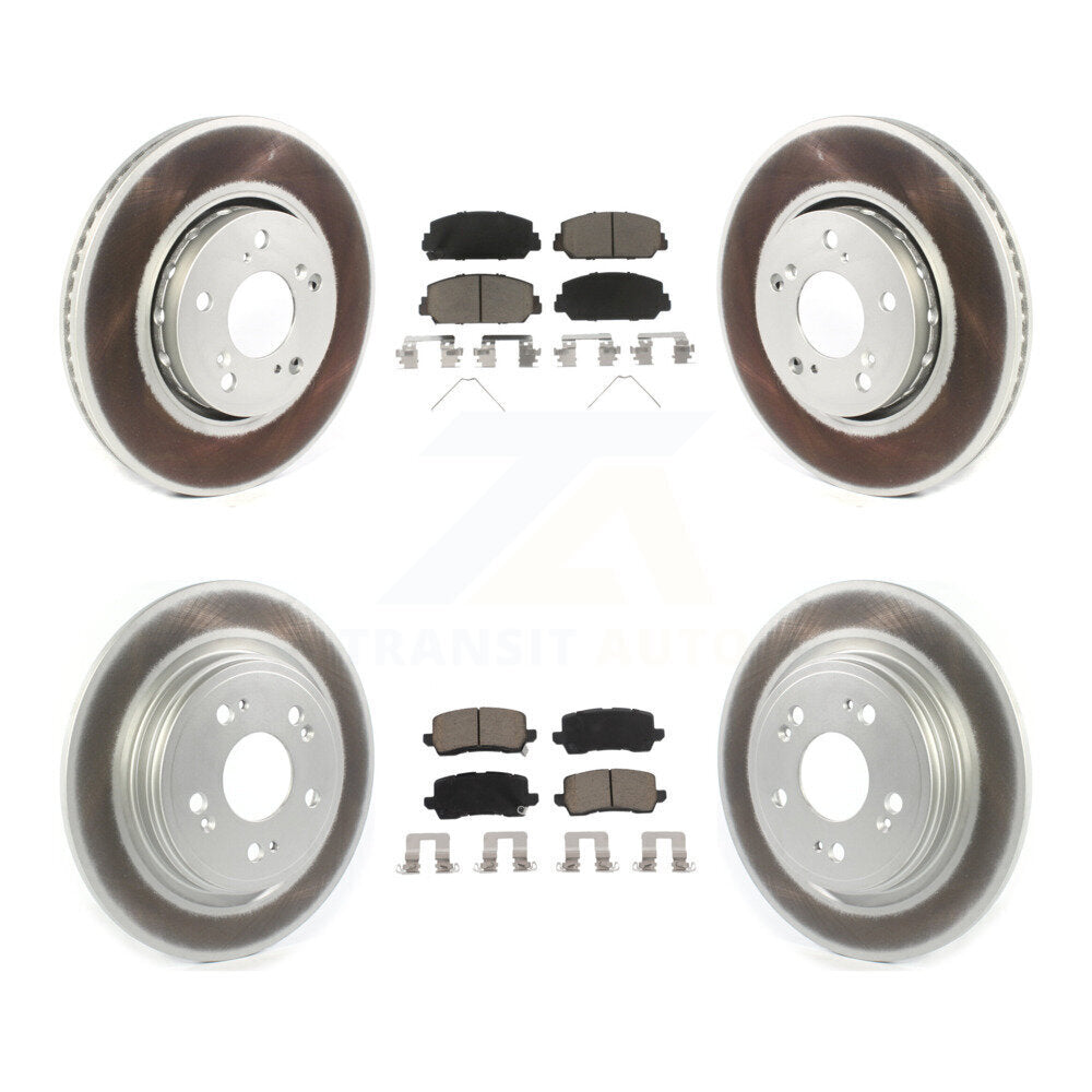 Front Rear Coated Disc Brake Rotors And Ceramic Pads Kit For Acura RLX