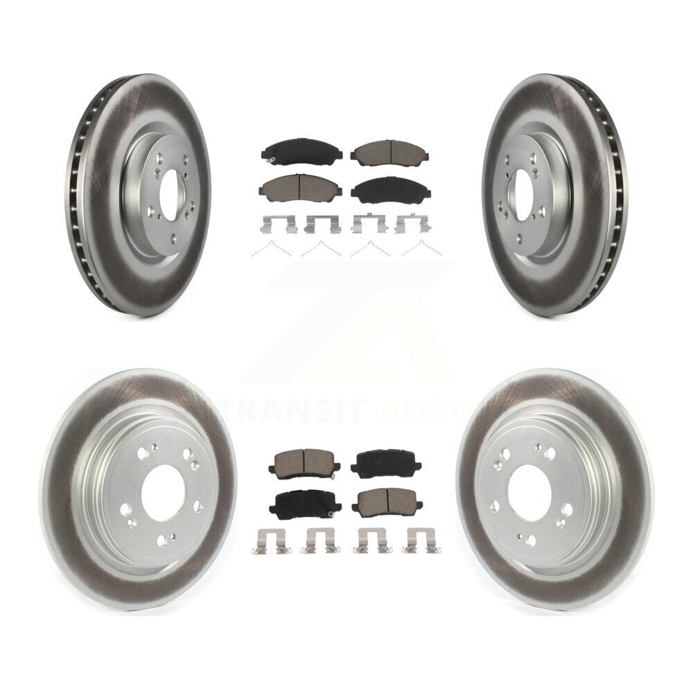 Front Rear Coated Brake Rotors Ceramic Pad Kit For Acura RLX Sport Hybrid SH-AWD