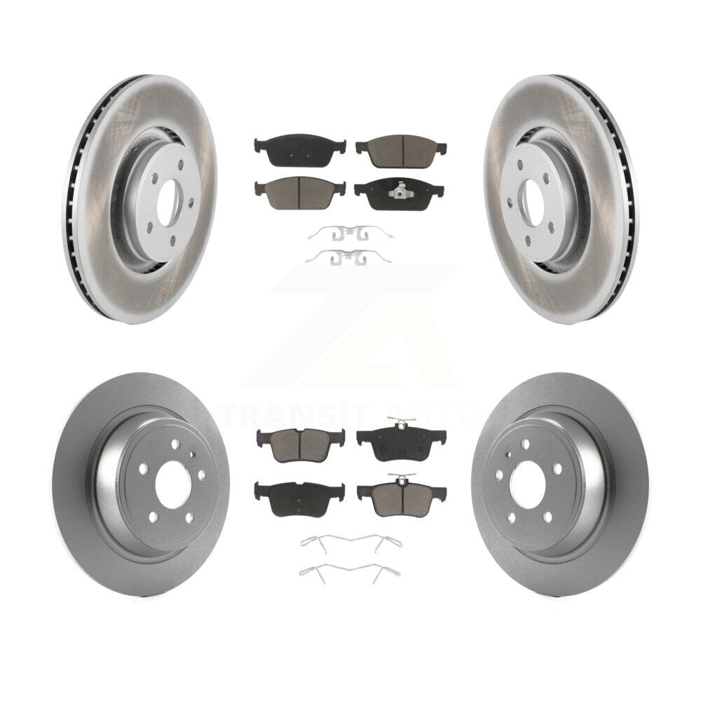 Front Rear Coated Disc Brake Rotors And Ceramic Pads Kit For Lincoln MKC