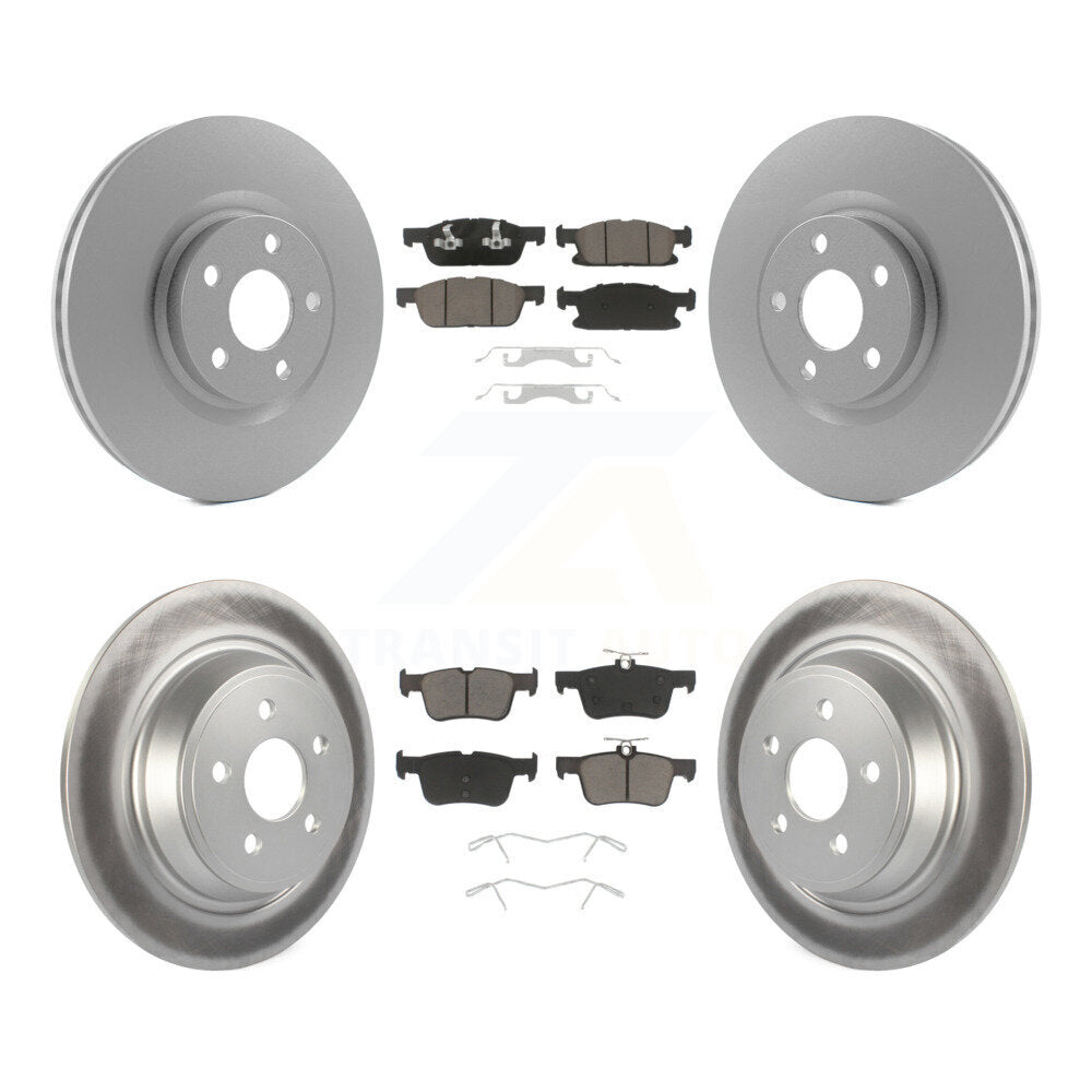 Front Rear Coated Disc Brake Rotors And Ceramic Pads Kit For Ford Edge