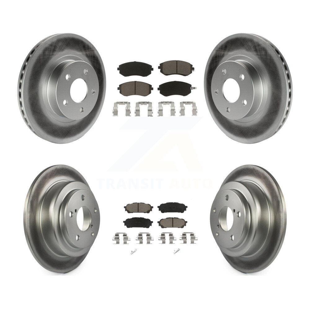 Front Rear Coated Disc Brake Rotors Ceramic Pad Kit For Subaru Impreza Saab 9-2X