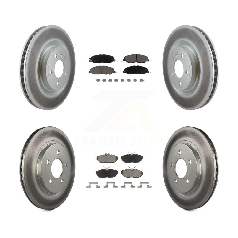 Front Rear Coated Disc Brake Rotors And Ceramic Pads Kit For Ford Mustang