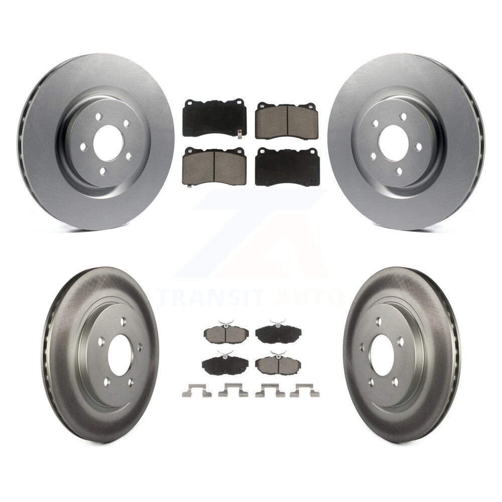 Front Rear Coated Disc Brake Rotors And Ceramic Pads Kit For Ford Mustang