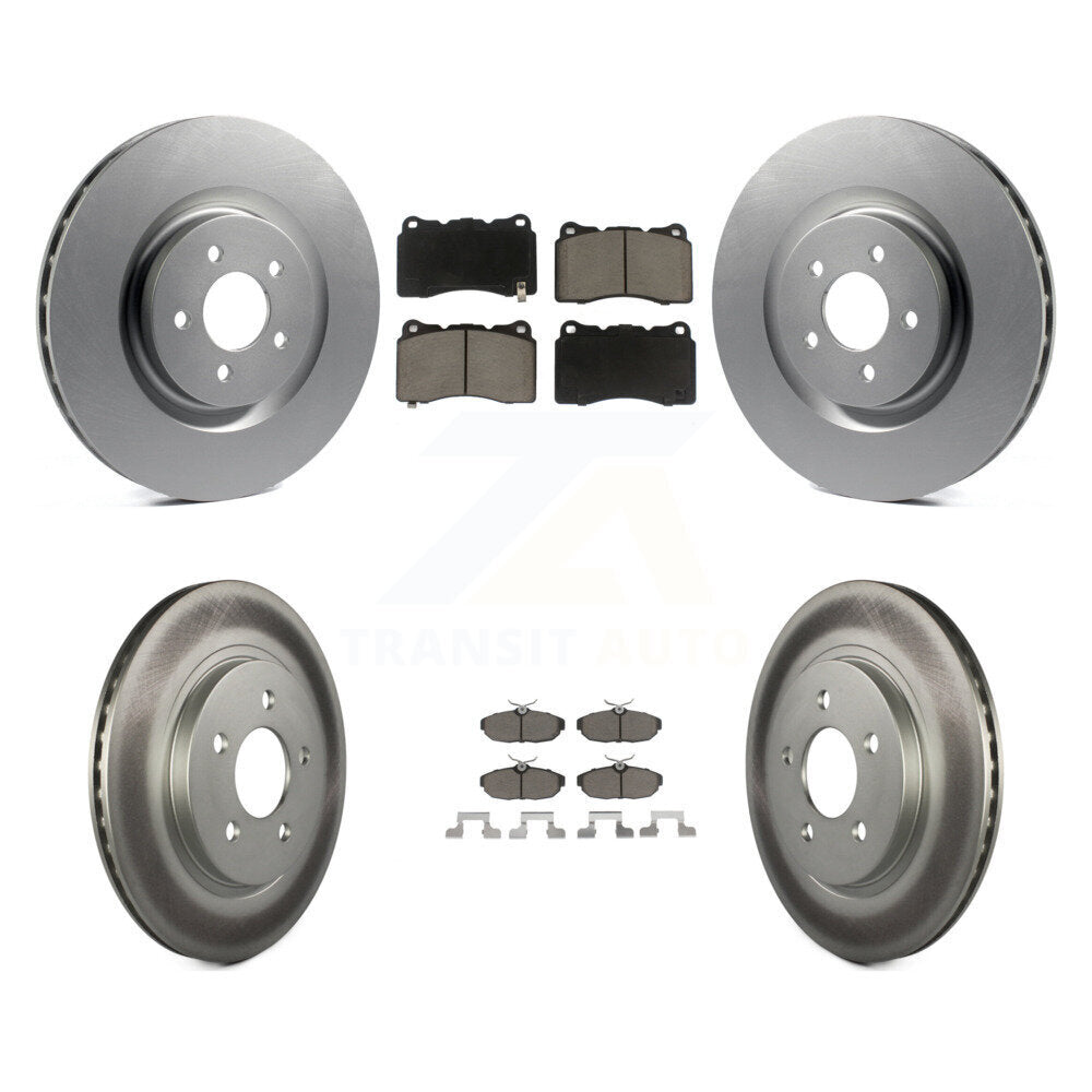 Front Rear Coated Disc Brake Rotors And Ceramic Pads Kit For Ford Mustang