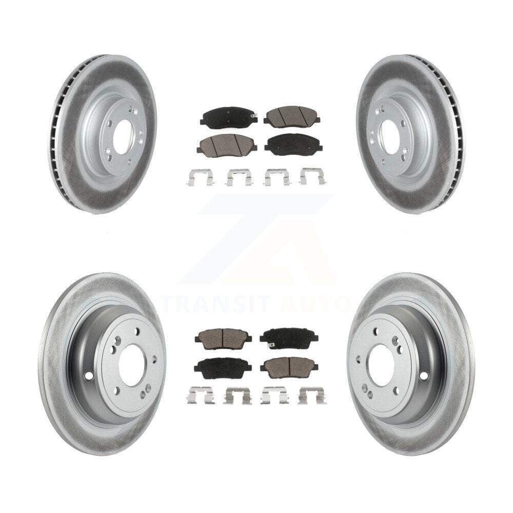Front Rear Coated Disc Brake Rotors And Ceramic Pad Kit For Hyundai Genesis 3.8L