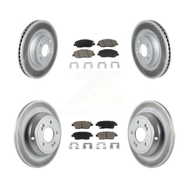 Front Rear Coated Disc Brake Rotors And Ceramic Pad Kit For Hyundai Genesis 3.8L