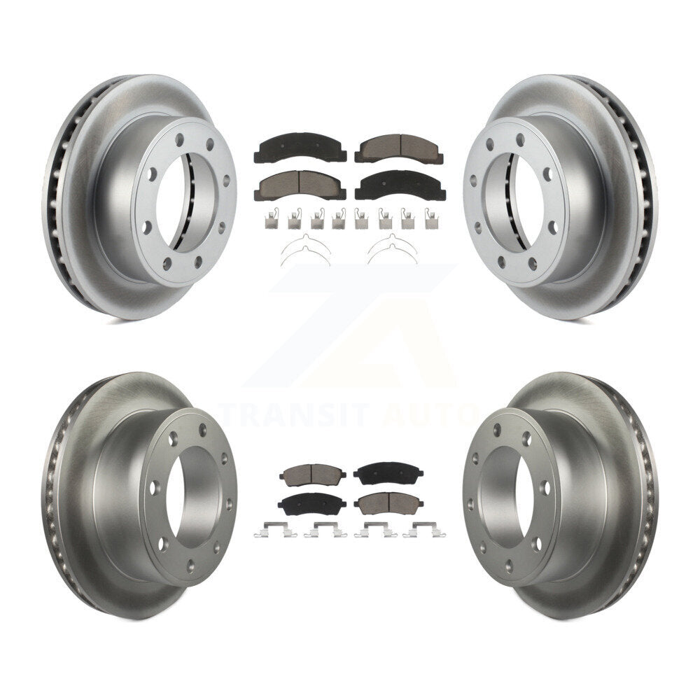 Front Rear Coat Brake Rotors Ceramic Pad Kit For Ford F-250 Super Duty Excursion