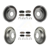 Front Rear Coated Brake Rotor & Ceramic Pad Kit For Hyundai Elantra Kia Forte GT