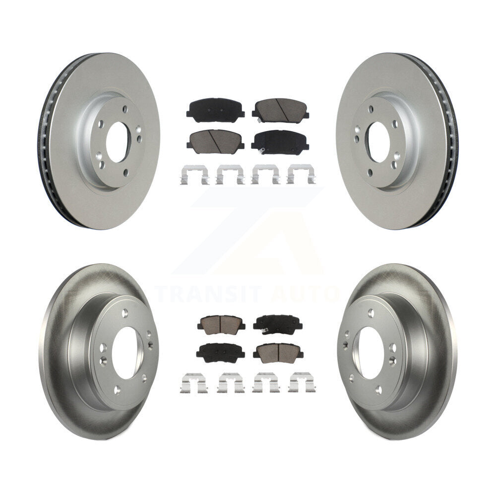 Front Rear Coat Brake Rotors Ceramic Pad Kit For Hyundai Veloster Kia Forte Koup