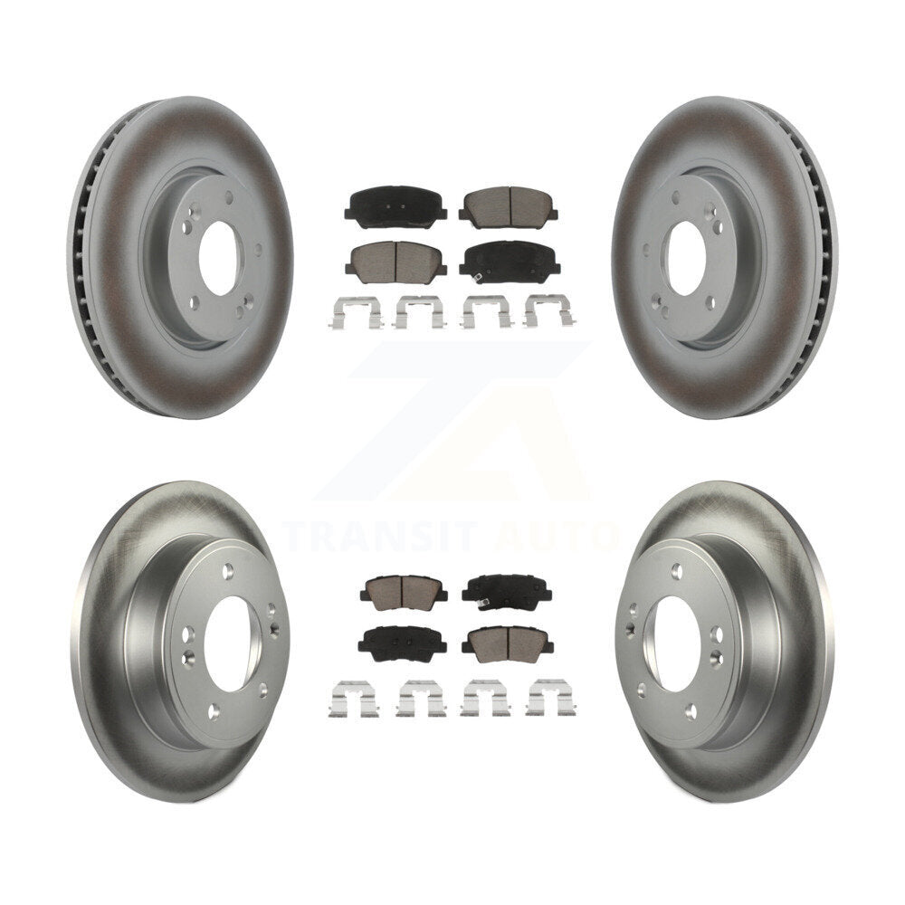 Front Rear Coated Disc Brake Rotor And Ceramic Pad Kit For Kia Forte Forte5 Koup