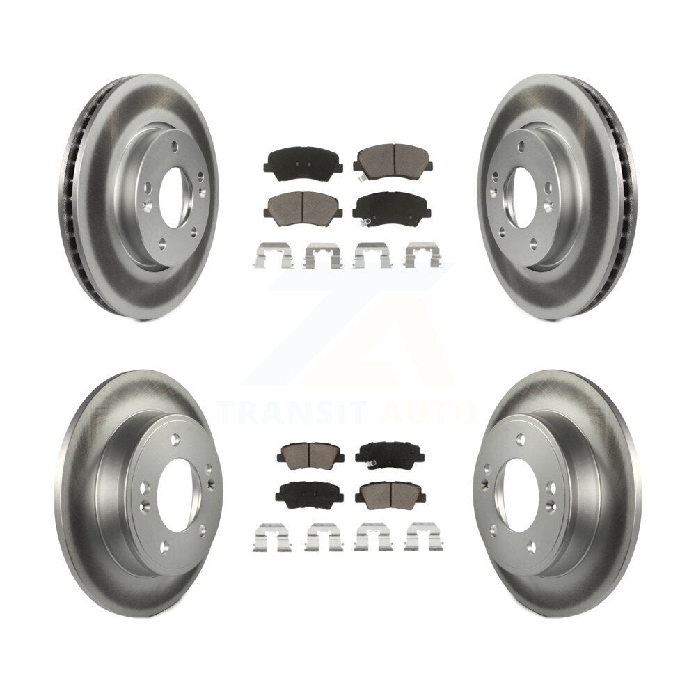 Front Rear Coated Disc Brake Rotors And Ceramic Pads Kit For 2014 Kia Forte5 EX